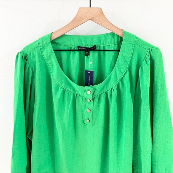 NWT Adrienne Vittadini Ballon Sleeve Blouse Green Size 2X - Picture 2 of 5